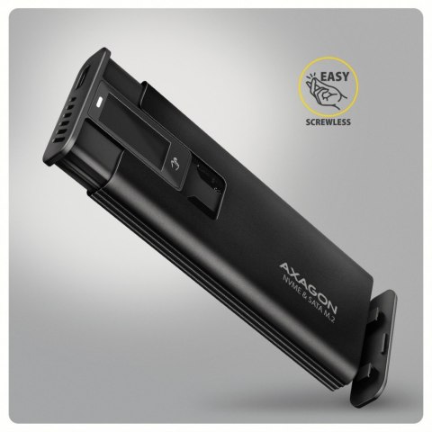 EEM2-SD2B Obudowa zewnętrzna aluminiowa bezśrubowa USB-A/C 3.2 Gen2 M.2 NVMe/SATA wyświetlacz LED, czarny