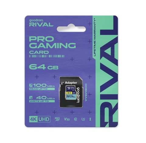 GOODRAM microSDXC 64GB V30 UHS I U3 RIVAL + adapter