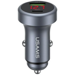 Ładowarka samochodowa 45W USB-A USB-C LED Aluminium
