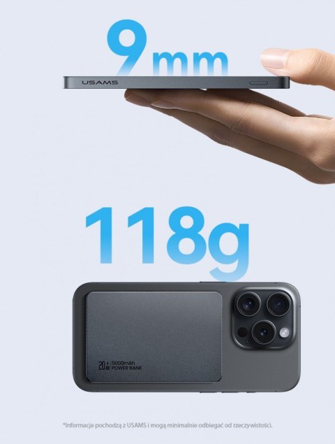 PowerBank 5000mAh 20W Indukcyjny Magsafe PD Fast Charge tytanowy
