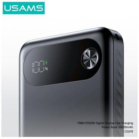 Powerbank PB80 10000mAh 20W PD 2xUSB-A + USB-C biały