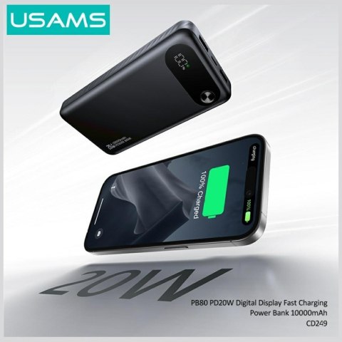 Powerbank PB80 10000mAh 20W PD 2xUSB-A + USB-C czarny