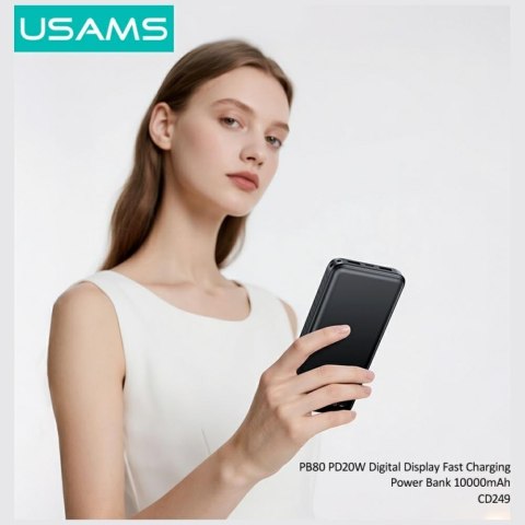 Powerbank PB80 10000mAh 20W PD 2xUSB-A + USB-C czarny