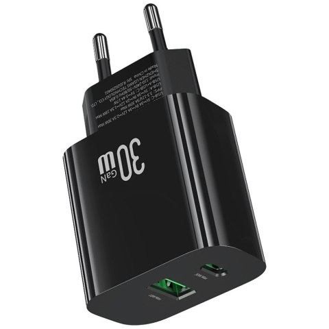 Ładowarka sieciowa 30W 1xUSB-C 1xUSB-A Fast czarging Czarna