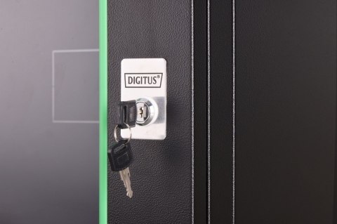 Szafa sieciowa wisząca Dynamic 19" 7U rack 385x600x450mm, drzwi szyba, czarna, niezłożona, 60kg