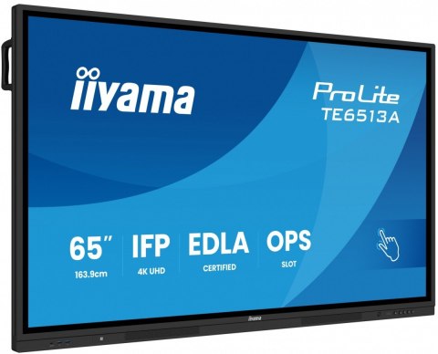 Monitor interaktywny 65 cali TE6513A-B2AG INFRARED,40pkt,IPS,4K,7H,500cd/m2, WiFi,USB, ANDROID 14, Google EDLA,2x20W, UCHWY