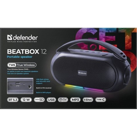 Głośnik bluetooth BEATBOX 12 16W czarny podświetlenie LED