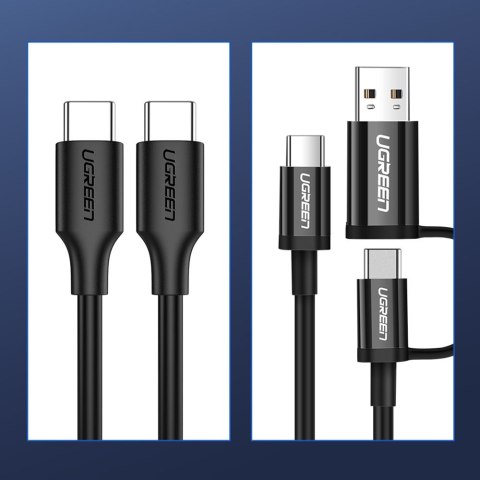 Kabel przewód USB-C do ładowania i transferu danych 3A 0.5m czarny