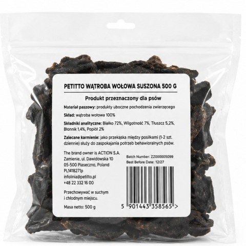 PETITTO Wątroba wołowa suszona 500g