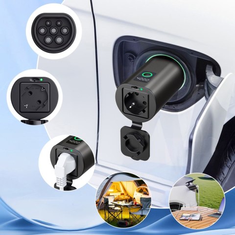 Adapter V2L Type 2 - Schuko 3500W z wyświetlaczem mocy do aut elektrycznych