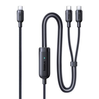 Kabel przewód 2w1 USB-C - 2x USB-C 140W 1.5 m - czarny BASEUS