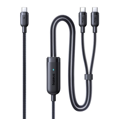 Kabel przewód 2w1 USB-C - 2x USB-C 140W 1.5 m - czarny BASEUS