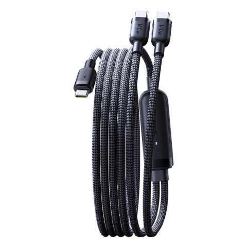 Kabel przewód 2w1 USB-C - 2x USB-C 140W 1.5 m - czarny BASEUS