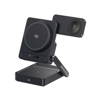Ładowarka bezprzewodowa 3w1 Qi2.2 35W z zasilaczem EU 45W i kablem USB-C 1m - czarna
