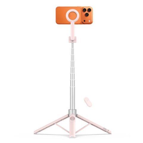 Selfie stick kijek tripod do zdjęć Bluetooth - różowo szary Tech-Protect