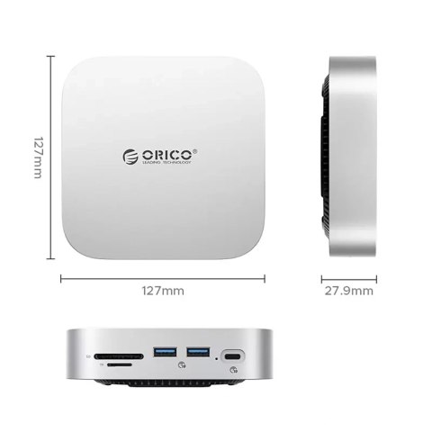 Stacja dokująca 9w1 USB-A USB-C RJ45 SD TF mini jack - srebrna