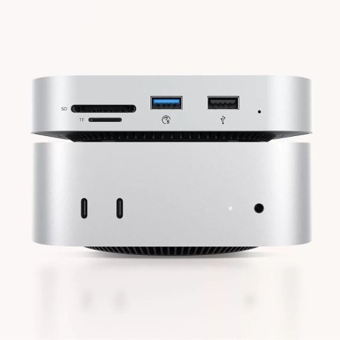 Stacja dokująca 9w1 USB-A USB-C RJ45 SD TF mini jack - srebrna