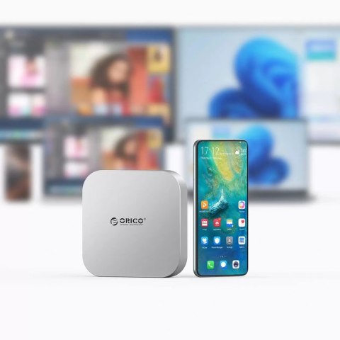 Stacja dokująca 9w1 USB-A USB-C RJ45 SD TF mini jack - srebrna