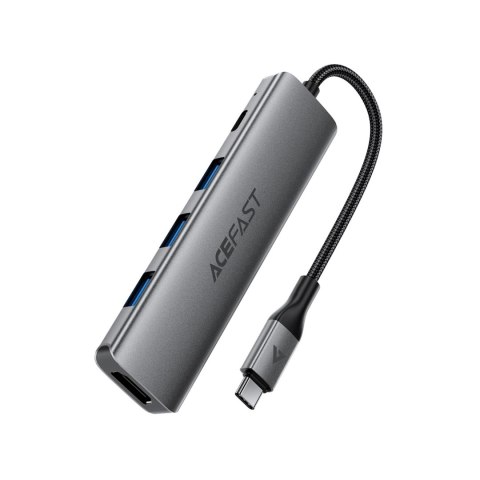 Hub stacja dokująca 5w1 USB-C - USB-A USB-C HDMI 4K 60Hz PD 90W - szara ACEFAST
