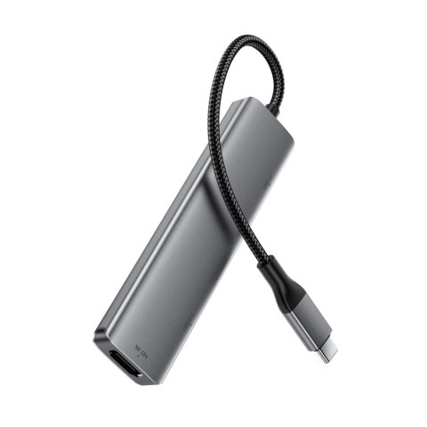 Hub stacja dokująca 5w1 USB-C - USB-A USB-C HDMI 4K 60Hz PD 90W - szara ACEFAST