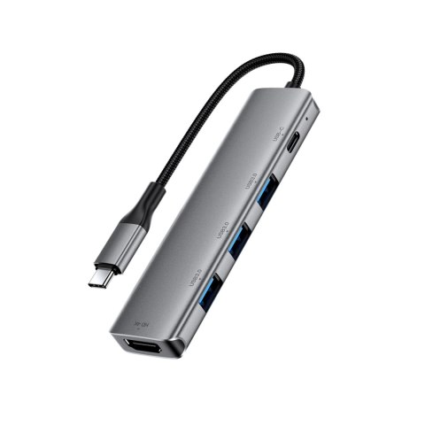 Hub stacja dokująca 5w1 USB-C - USB-A USB-C HDMI 4K 60Hz PD 90W - szara ACEFAST