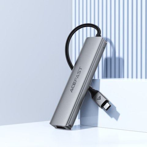 Hub stacja dokująca 5w1 USB-C - USB-A USB-C HDMI 4K 60Hz PD 90W - szara ACEFAST
