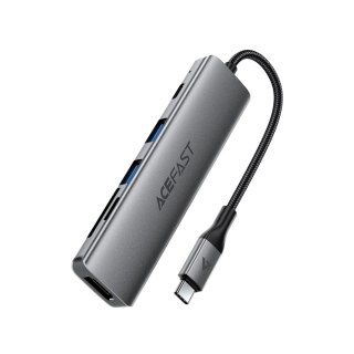 Hub stacja dokująca 6w1 USB-C - UAB-A USB-C HDMI SD 4K 60Hz PD 90W - szara ACEFAST