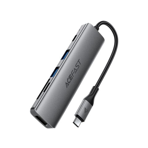 Hub stacja dokująca 6w1 USB-C - UAB-A USB-C HDMI SD 4K 60Hz PD 90W - szara ACEFAST