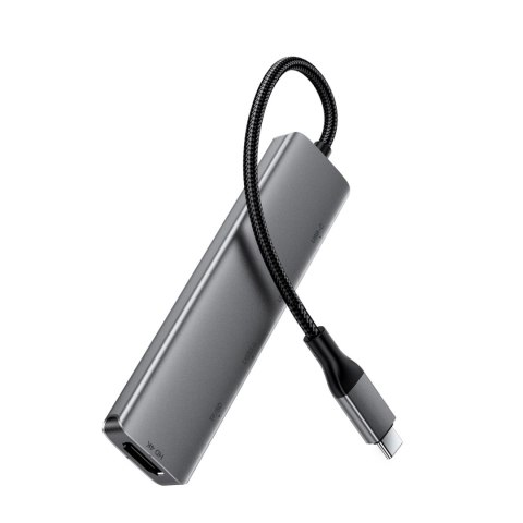 Hub stacja dokująca 6w1 USB-C - UAB-A USB-C HDMI SD 4K 60Hz PD 90W - szara ACEFAST
