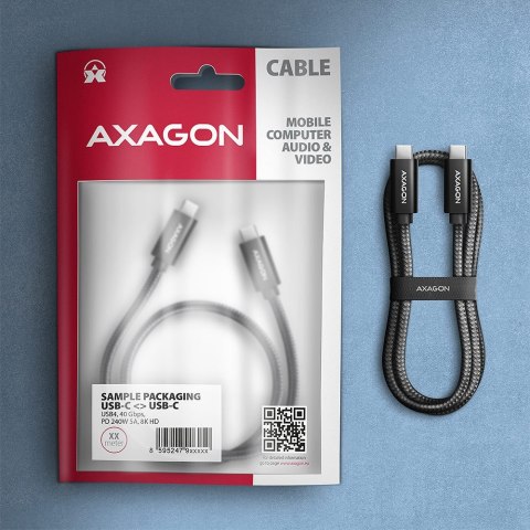 BUCM4X-CM05AB Kabel USB-C - USB-C, USB4 Gen 3x2 0.5m, PD 240W, 8K HD, ALU, oplot Czarny