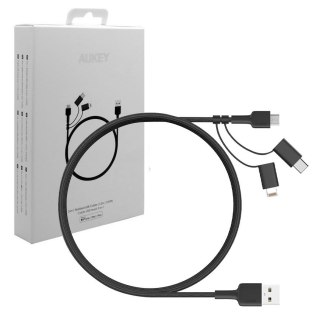 CB-BAL5 3w1 kabel micro USB | USB-C | Lightning | 1.2m nylonowy oplot czarny