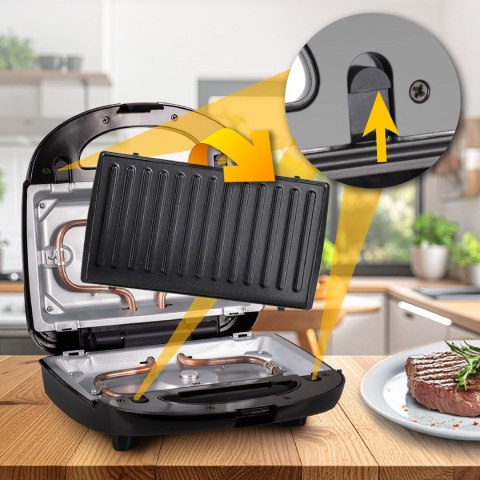 ELDOM OPIEKACZ WIELOFUNKCYJNY 5 IN 1 ST250 850W WYMIENNE PŁYTY: SANDWICH, GRILL, GOFRY, ORZESZKI, MINI PĄCZKI