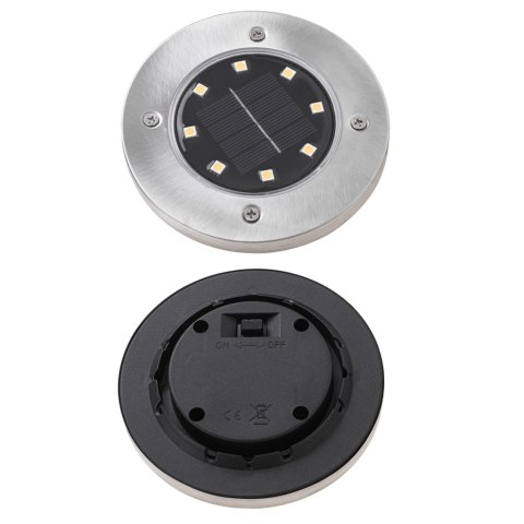 Lampy ogrodowe solarne najazdowe gruntowe czujnik zmierzchu wbijane świecący dysk 8LED 4szt. zimny biały Kik Sp. z o. o. Sp. k.