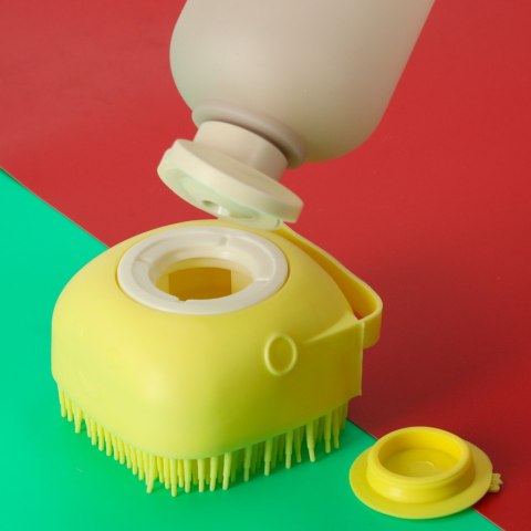 Szczotka silikonowa czyścik myjka do mycia psów kotów z dozownikiem żółta Kik Sp. z o. o. Sp. k.