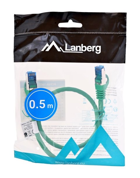 LANBERG PATCHCORD S/FTP KAT.6A 0.5M ZIELONY LSZH CCA (FLUKE PASSED) PCF6A-10CC-0050-G