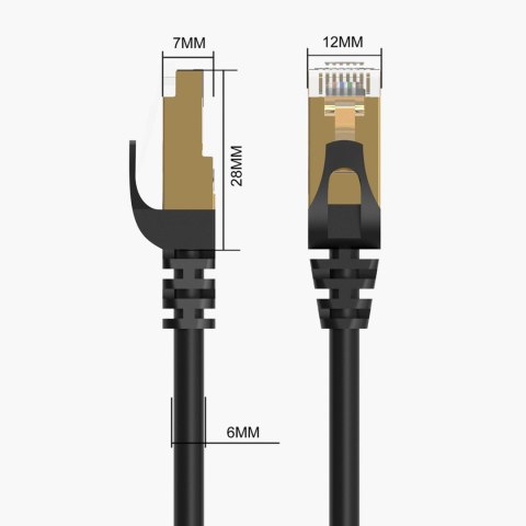 Kabel sieciowy internetowy okrągły LAN CAT7 10Gbps RJ45 10m - czarny