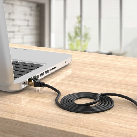 Kabel sieciowy internetowy okrągły LAN CAT7 10Gbps RJ45 10m - czarny