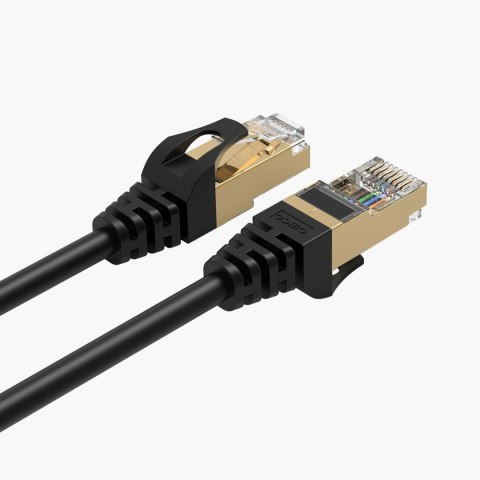 Kabel sieciowy internetowy okrągły LAN CAT7 10Gbps RJ45 20m - czarny