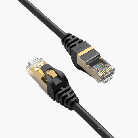 Kabel sieciowy internetowy okrągły LAN CAT7 10Gbps RJ45 20m - czarny
