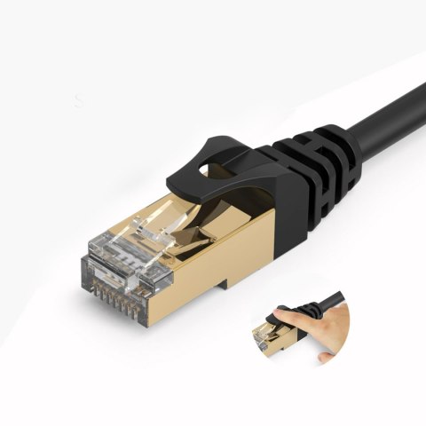 Kabel sieciowy internetowy okrągły LAN CAT7 10Gbps RJ45 20m - czarny