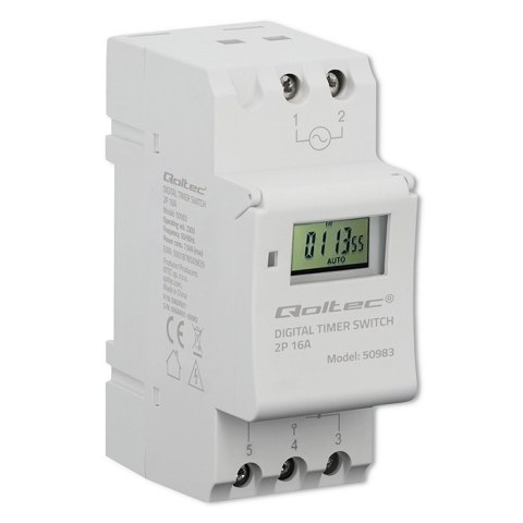 Elektroniczny programator czasowy TIMER na szynę DIN z wbudowaną baterią | harmonogram 7 dni | 16 programów