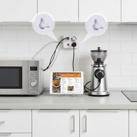Listwa zasilająca 2 gniazda MCE387 W 3xUSB, 110-240V AC 50/60Hz, 2.1A max 2500W, 1.5m, biała