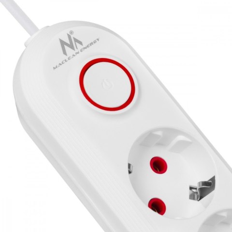 Listwa zasilająca MCE394 W 3 gniazda 3xUSB, 110-240V AC 50/60, 2.1A max 2500W, biała