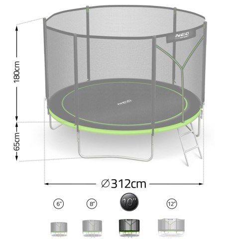 Trampolina ogrodowa 10ft/312cm z siatką zewnętrzną i drabinką Neo-Sport