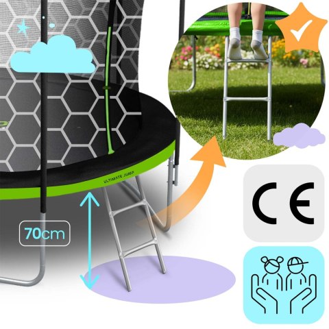 Trampolina ogrodowa 12ft/374cm z siatką wewnętrzną i drabinką Neo-Sport
