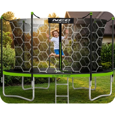 Trampolina ogrodowa 12ft/374cm z siatką wewnętrzną i drabinką Neo-Sport