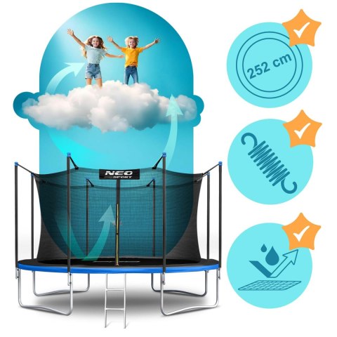 Trampolina ogrodowa 13ft/404cm z siatką wewnętrzną i drabinką Neo-Sport