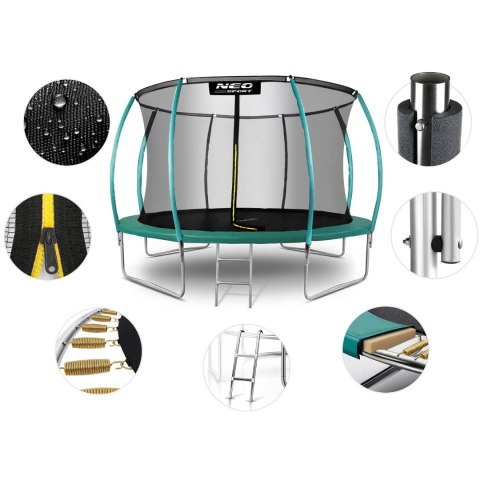 Trampolina ogrodowa 14ft/435cm z siatką, profilowanymi słupkami i drabinką Neo-Sport