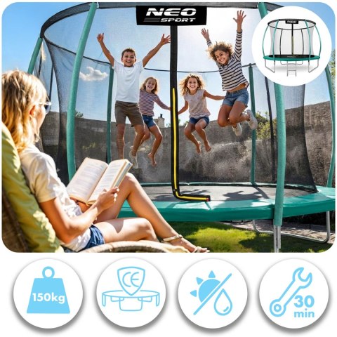 Trampolina ogrodowa 14ft/435cm z siatką, profilowanymi słupkami i drabinką Neo-Sport