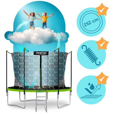 Trampolina ogrodowa 8ft/252cm z siatką wewnętrzną i drabinką Neo-Sport